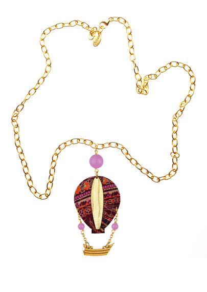 Light Purple Silk Hot Air Balloon Necklace - Lebole Maison