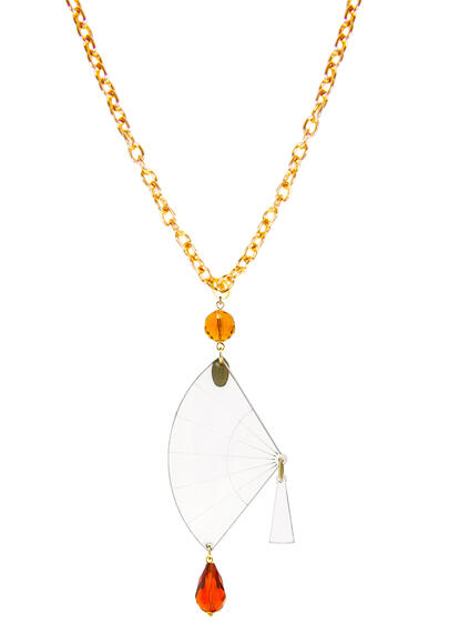 Amber Transparent Plexi Fan Necklace - Lebole Maison