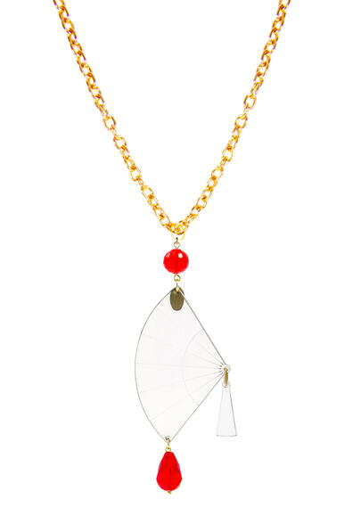 Transparent Plexi Fan Necklace In Ruby - Lebole Maison