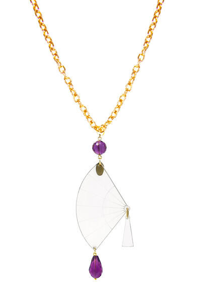 Purple Transparent Plexi Fan Necklace - Lebole Maison