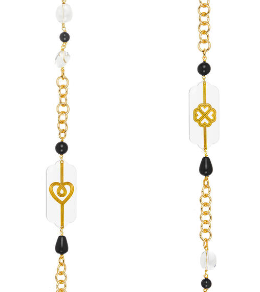 Collana Lunga Pois Cuore E Quadrifoglio Plexi Trasparente Nero - Lebole Maison