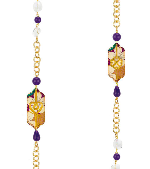Collana Lunga Cuore E Quadrifoglio Viola E Cristalli - Lebole Maison