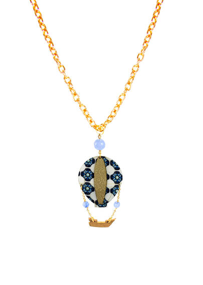 Collana Mongolfiera Seta Celeste - Lebole Maison