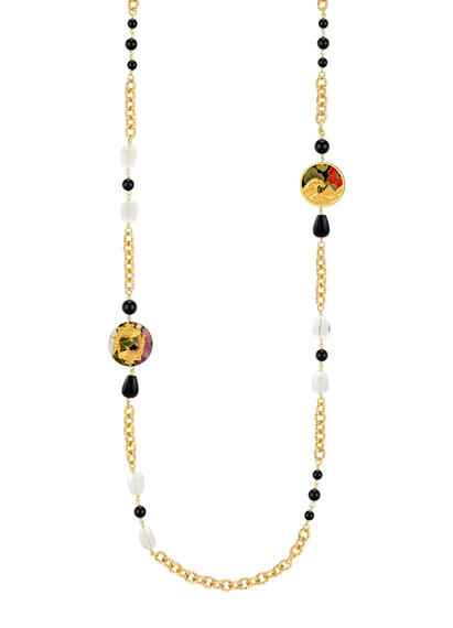 Collana Lebolina Carpe E Onda Nero - Lebole Maison
