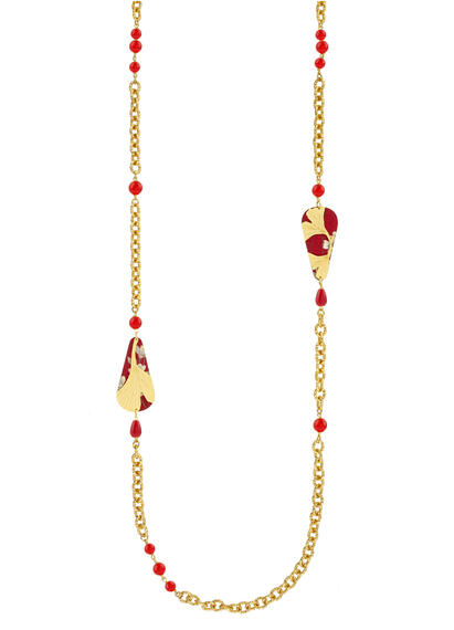 Collana Lebolina Ginkgo Ventaglio Rubino - Lebole Maison