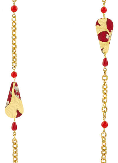 Collana Lebolina Ginkgo Ventaglio Rubino - Lebole Maison