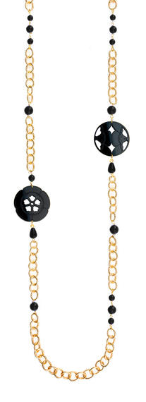 Collana Lebolina Kamon Fiore Plexi Nero Nero - Lebole Maison
