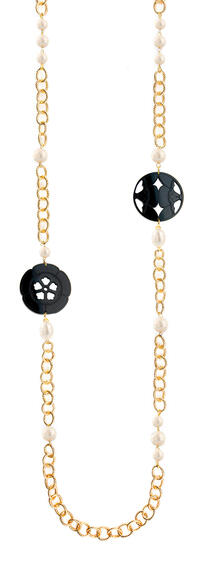 Collana Lebolina Kamon Fiore Plexi Nero Perla - Lebole Maison