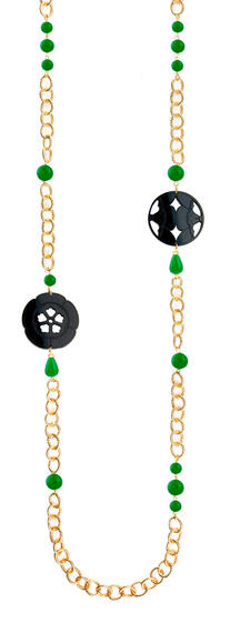 Collana Lebolina Kamon Fiore Plexi Nero Verde - Lebole Maison