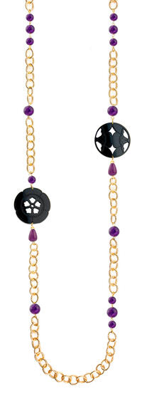 Collana Lebolina Kamon Fiore Plexi Nero Viola - Lebole Maison