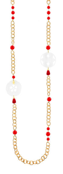 Collana Lebolina Kamon Fiore Plexi Trasparente Rubino - Lebole Maison