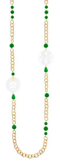 Collana Lebolina Kamon Fiore Plexi Trasparente Verde - Lebole Maison