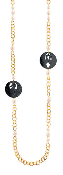 Collana Lebolina Kamon Gru Plexi Nero Perla - Lebole Maison