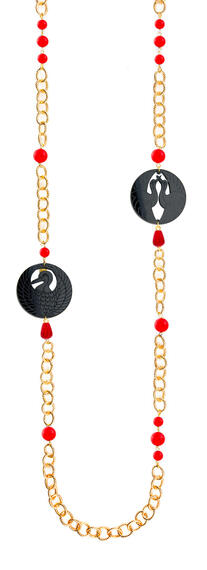 Collana Lebolina Kamon Gru Plexi Nero Rubino - Lebole Maison