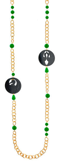 Collana Lebolina Kamon Gru Plexi Nero Verde - Lebole Maison