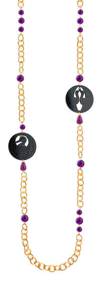 Collana Lebolina Kamon Gru Plexi Nero Viola - Lebole Maison