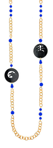 Collana Lebolina Kamon Onda Plexi Nero Blu - Lebole Maison