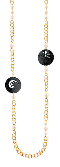 Collana Lebolina Kamon Onda Plexi Nero Perla - Lebole Maison