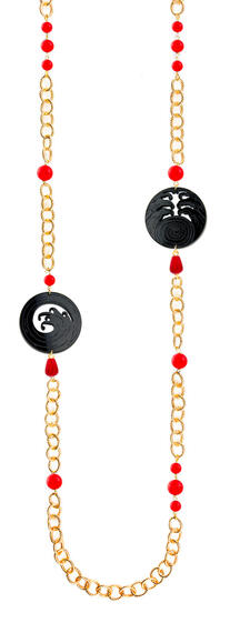 Collana Lebolina Kamon Onda Plexi Nero Rubino - Lebole Maison