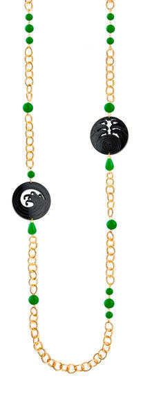Collana Lebolina Kamon Onda Plexi Nero Verde - Lebole Maison