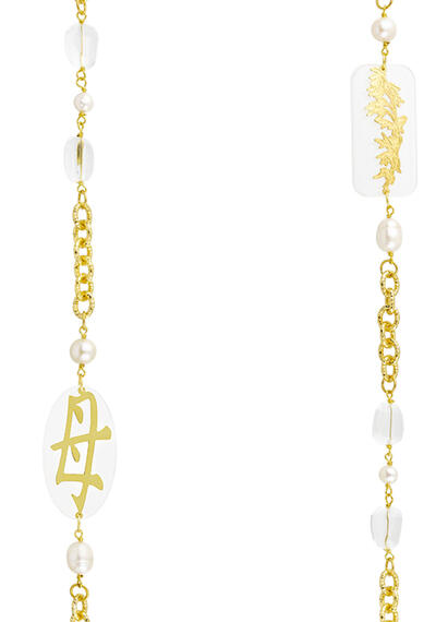 Collana Lebolina Kanji Mamma Plexi Trasparente Perla - Lebole Maison