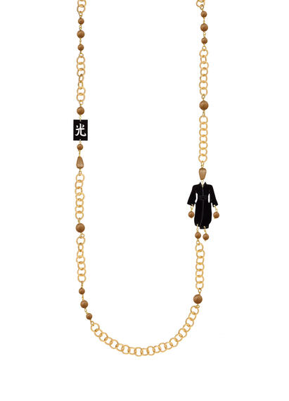 Collana Lebolina Kimono Plexi Nero Marrone - Lebole Maison