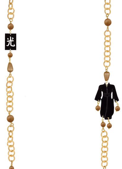 Collana Lebolina Kimono Plexi Nero Marrone - Lebole Maison