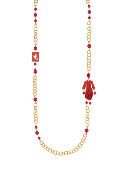 Collana Lebolina Kimono Seta Rosso Rubino - Lebole Maison