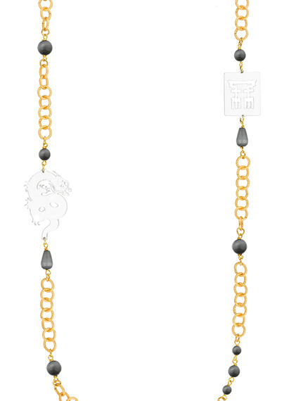 Collana Lebolina Drago Plexi Trasparente Grigio Scuro - Lebole Maison