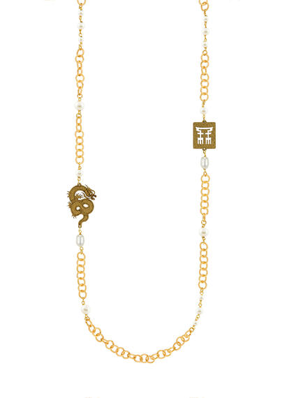 Collana Lebolina Drago Seta Oro Perla - Lebole Maison