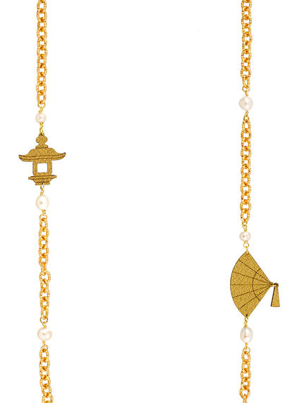 Collana Lebolina Ventaglio Seta Oro Perla - Lebole Maison