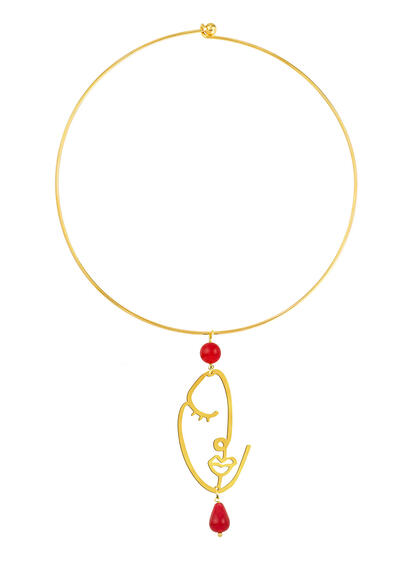 Rigid Ruby Gold Face Necklace - Lebole Maison