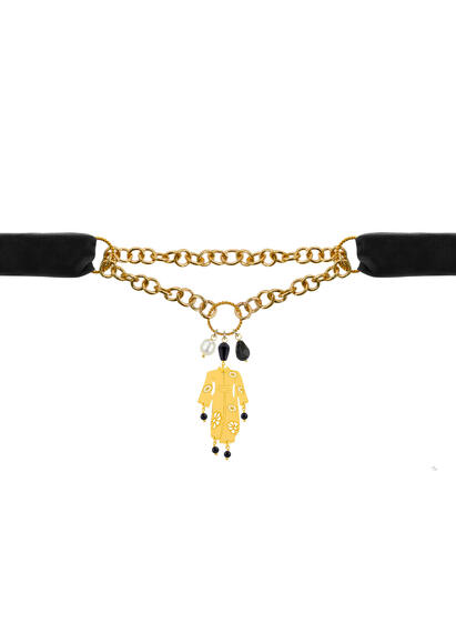 Black Velvet Kimono Necklace - Lebole Maison