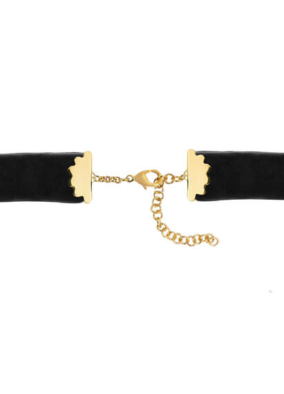 Black Velvet Choker And Black And Pearl Kimono Chain - Lebole Maison