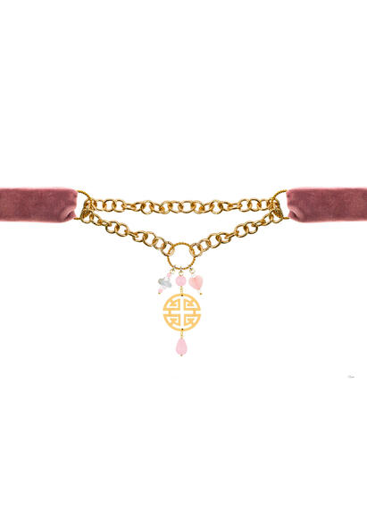San Xing Pink Velvet Necklace - Lebole Maison