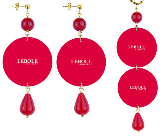 Parure Orecchini E Collana Pitonato Classico Rubino - Lebole Maison
