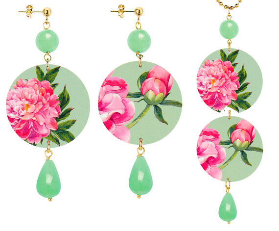 Parure Orecchini E Collana Fiore Classico Verde Giada - Lebole Maison