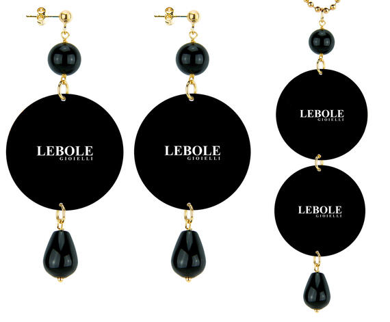 Parure Orecchini E Collana Scimmia E Felino Classico Nero - Lebole Maison