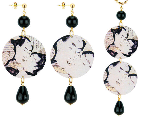 Parure Orecchini E Collana Bacio Classico Nero - Lebole Maison