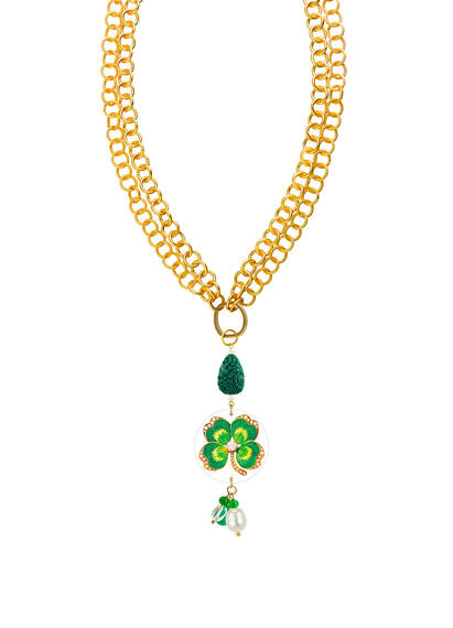 Collana Quadrifoglio Gioiello Con Anello Apribile Perla - Lebole Maison