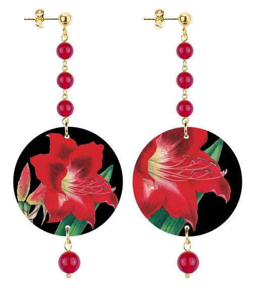 Orecchini Fiore Rosso Piccolo Lungo Rubino - Lebole Maison