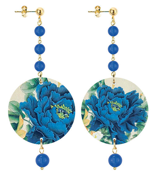 Orecchini Fiore Blu Piccolo Lungo Blu - Lebole Maison