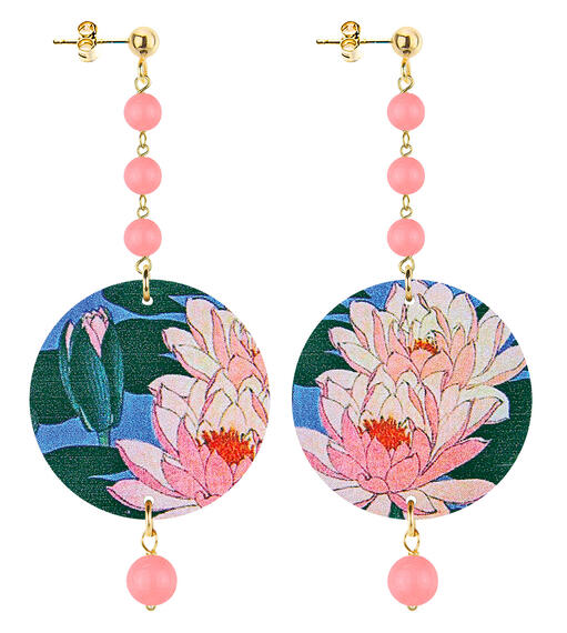 Orecchini Fiore Rosa Piccolo Lungo Rosa Sfumato - Lebole Maison