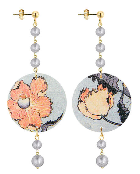 Orecchini Fiore Arancio Piccolo Lungo Grigio - Lebole Maison
