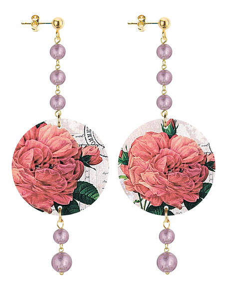 Orecchini Fiore Rosa Piccolo Lungo Rosa - Lebole Maison