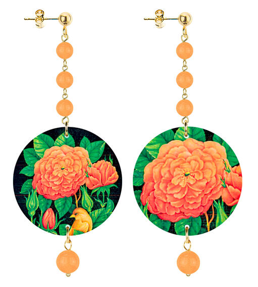 Orecchini Fiore Arancione Piccolo Lungo Arancio Chiaro - Lebole Maison