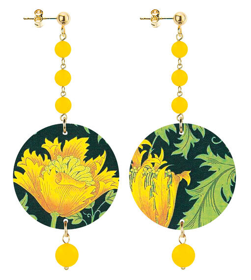 Orecchini Fiore Giallo Piccolo Lungo Giallo - Lebole Maison