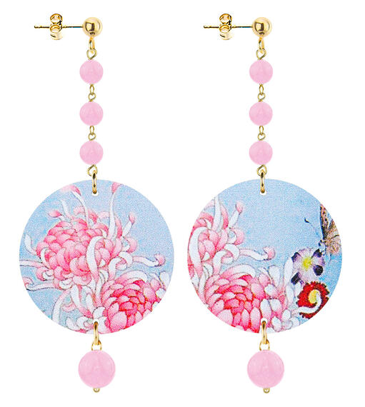 Orecchini Fiori Rosa Piccolo Lungo Rosa Fluo - Lebole Maison