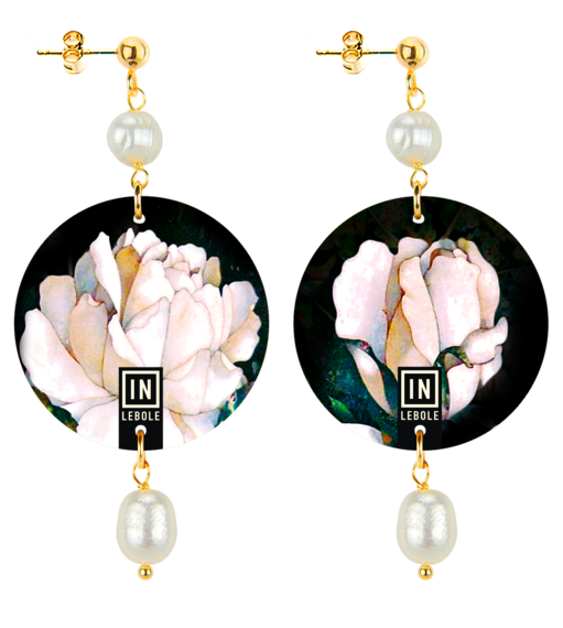 Small Earrings White Flower Pearl - Lebole Maison