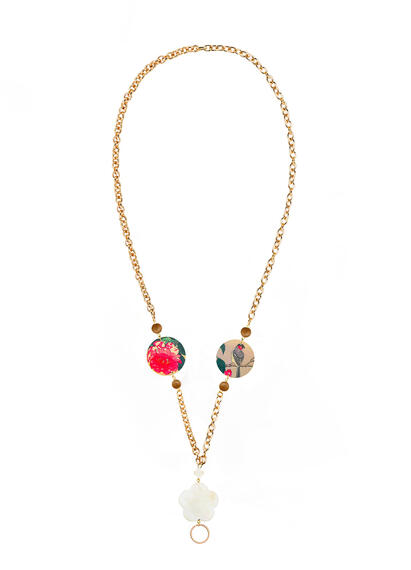 Catena Per Occhiali Fiore E Uccellino Piccolo Marrone - Lebole Maison